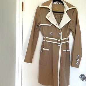 Cream and white trench coat